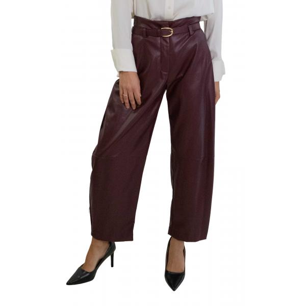 Pantaloni in similpelle vita alta con cintura Imperial